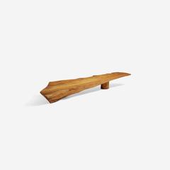 Danish Nine-Foot Axe-Hewn Freeform Low Table / Bench in Elm, 1950s