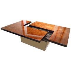 Willy Rizzo Burl Wood Low Table with a Hidden Bar 5