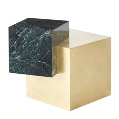 Coexist Askew Marble and Brass Side Table by Slash Objects, Made in USA