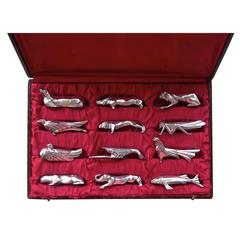 Art Deco Animal Knife Rest Set of 12 in Original Fitted Box