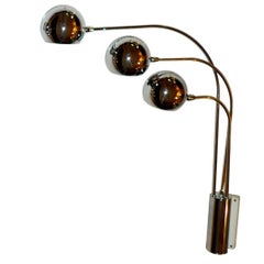 Vintage Chrome Eye Ball 3 Arm Wall Lamp by Mutual Sunset Lighting 