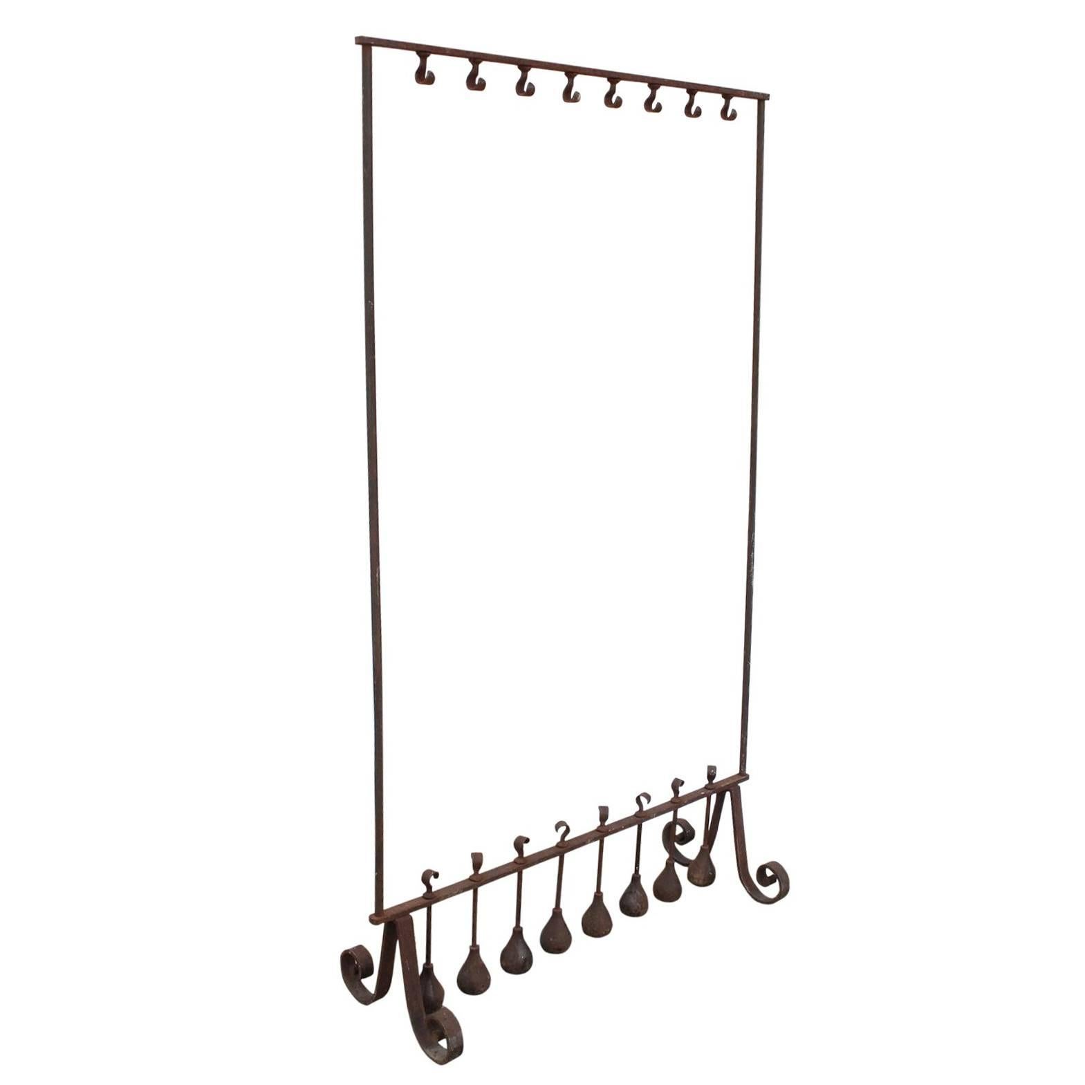 Antique Wrought Iron Free Standing Coat Rack For Sale