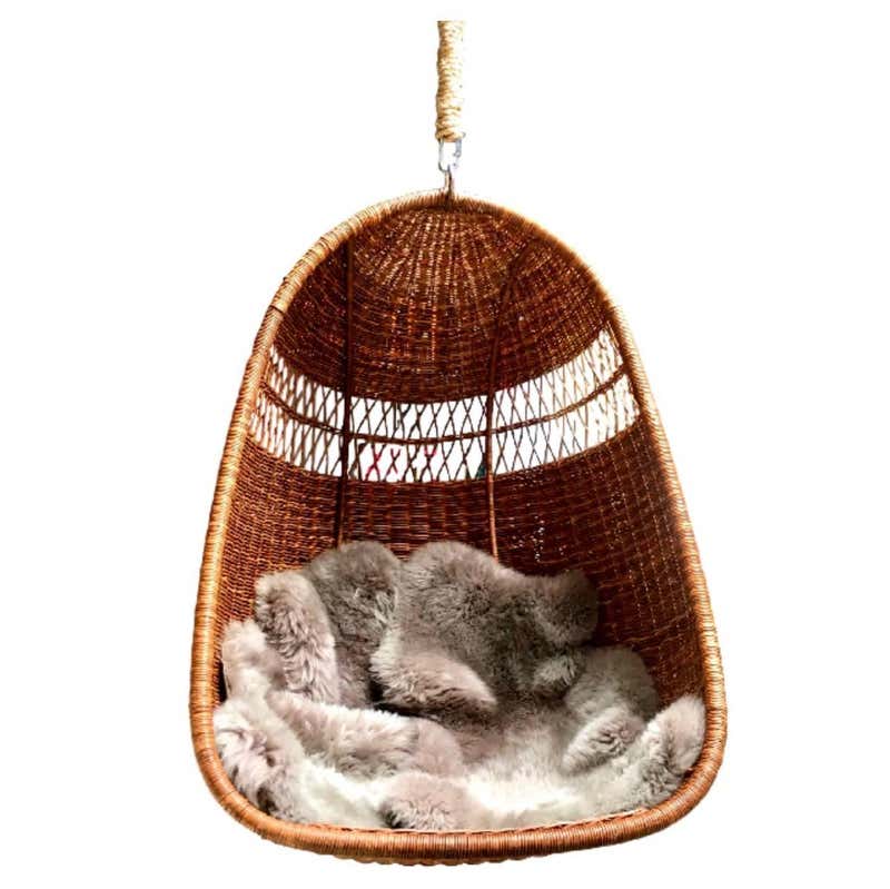 Rattan and Wicker Hanging Chair at 1stDibs