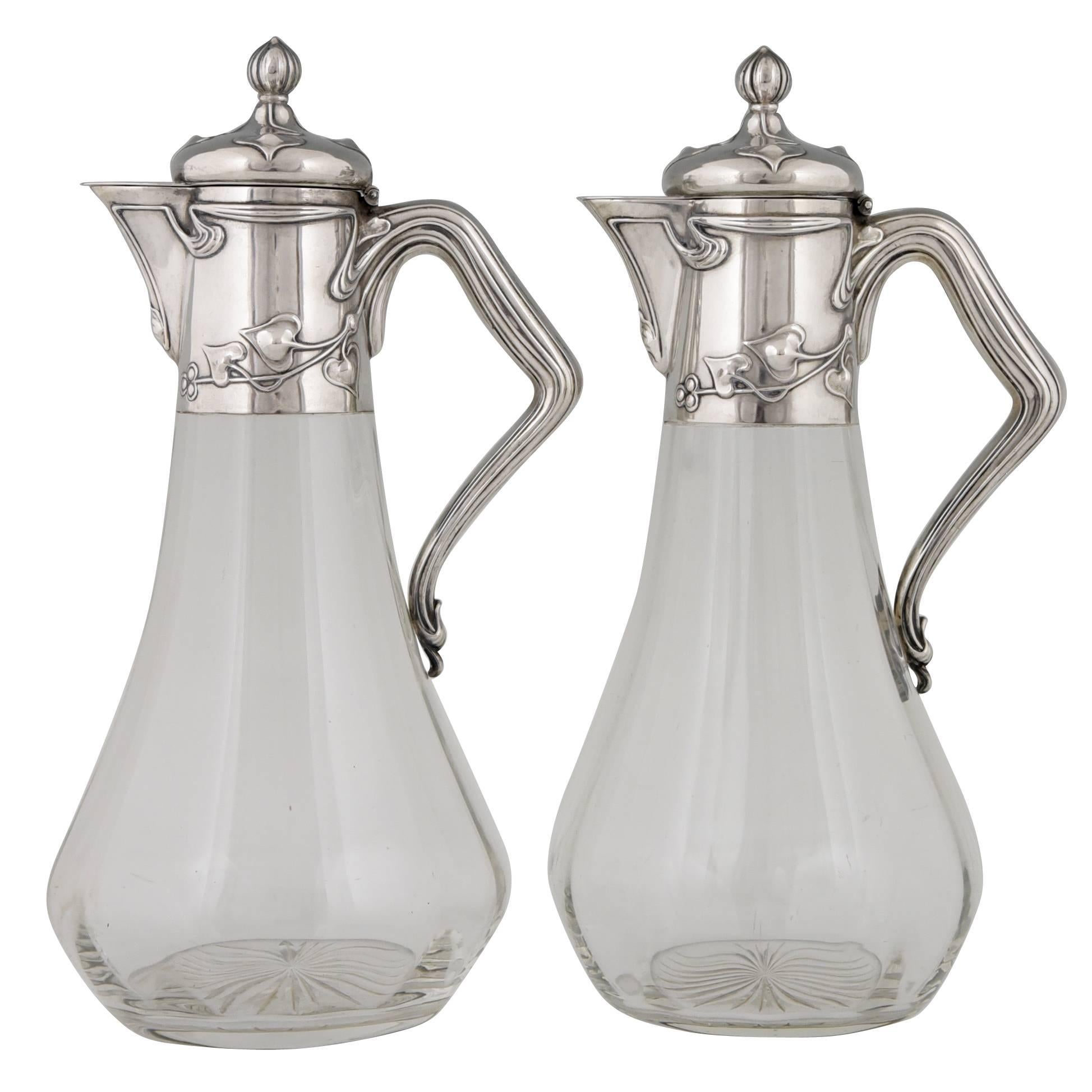 Pair of Art Nouveau German Silver Decanters by Koch & Bergfeld