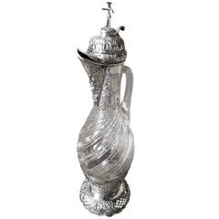 19th Century Dutch Silver and Glass Decanter