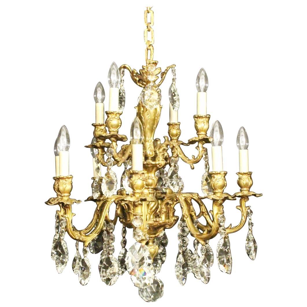 Italian Bronze Twelve-Light Antique Chandelier