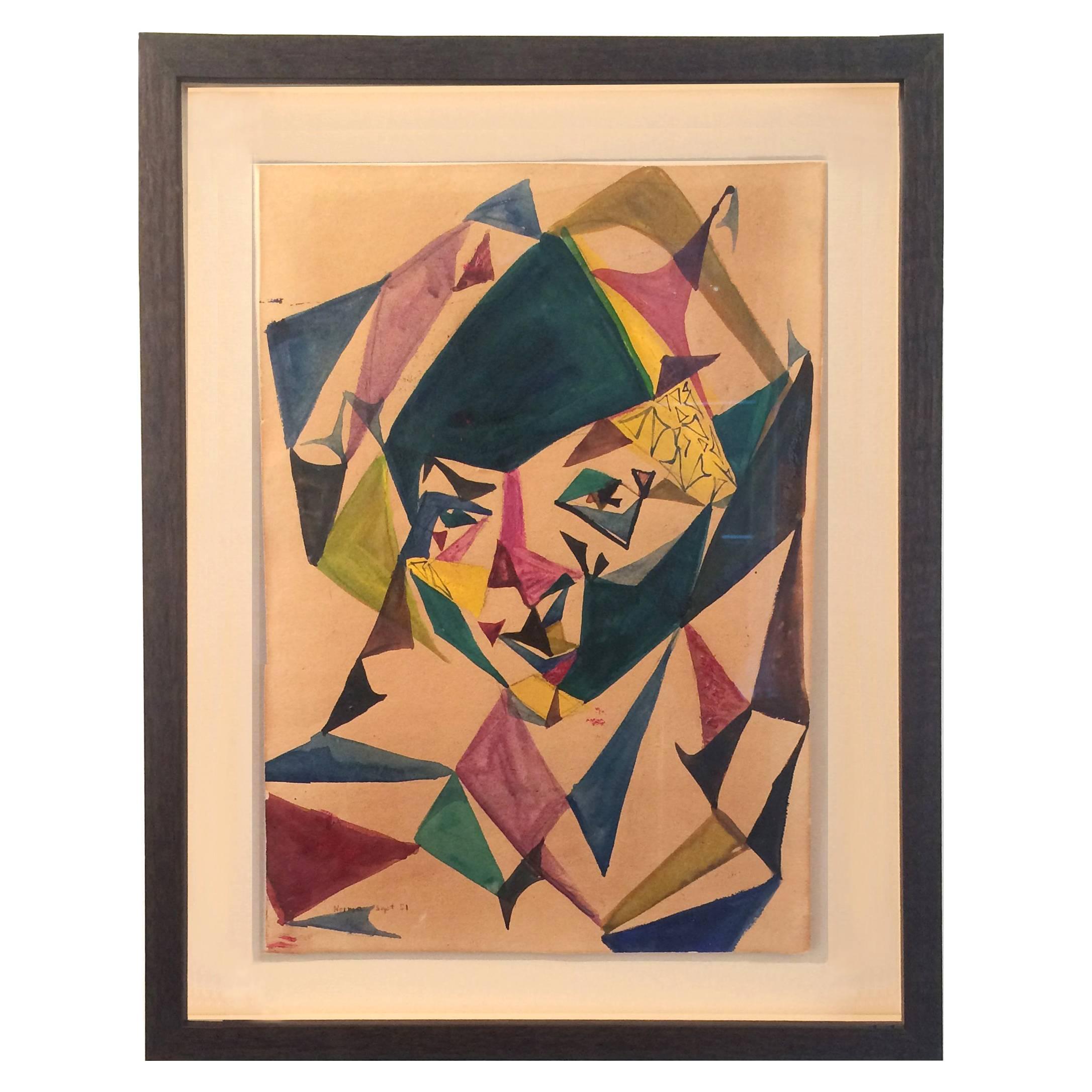Original French Cubist Watercolor