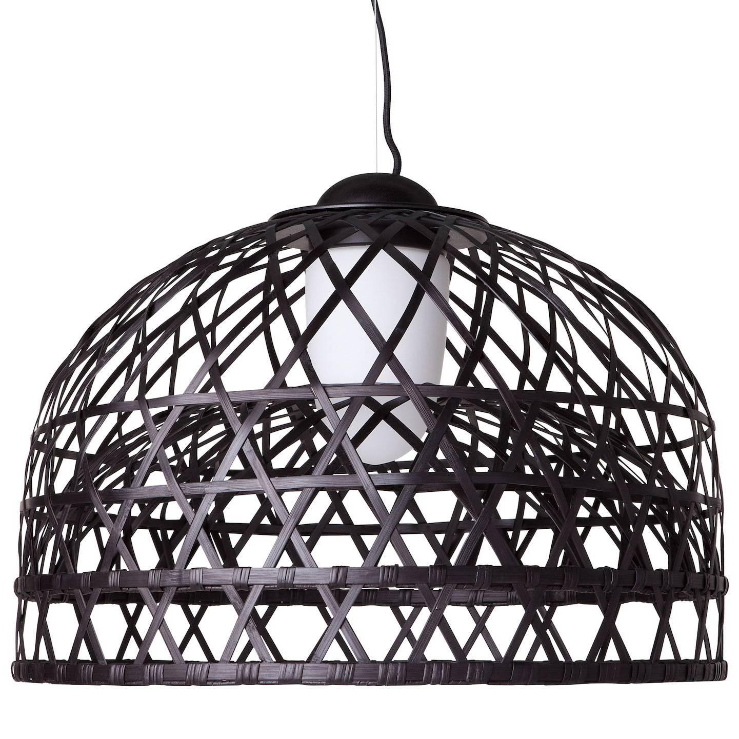 Moooi Emperor Suspension Lamp by Neri & Hu in Black and Red Bamboo Rattan For Sale