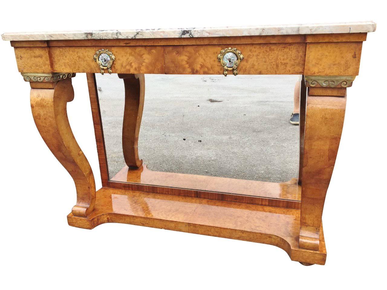 Chamfered Early 20th Century Amboyna Console Table