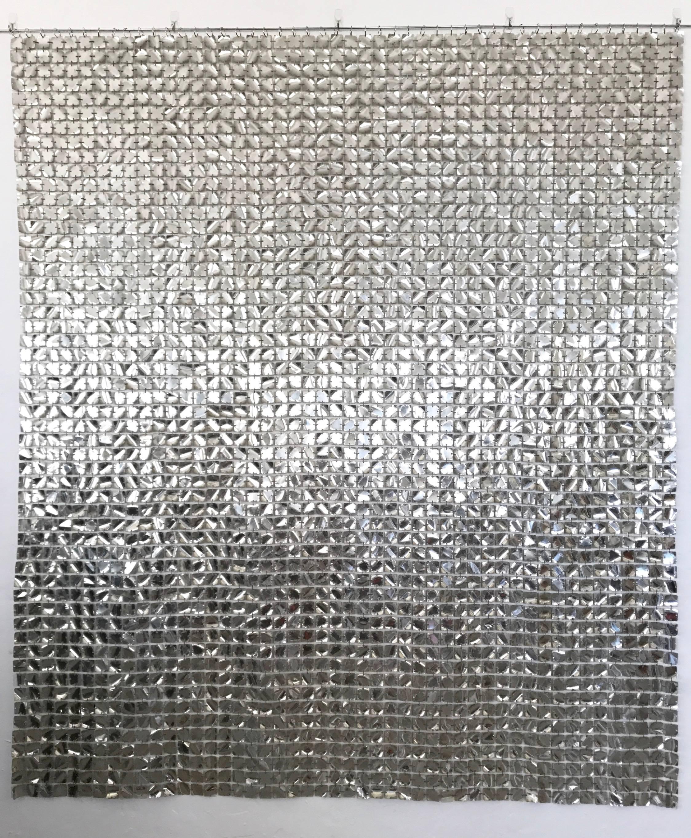 Silver square Paco Rabanne space curtain, 1970s.