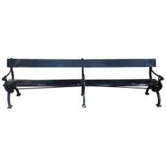 Regency Style Plank and Cast Iron Garden Bench, Early 20th Century