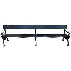 Regency Style Plank and Cast Iron Garden Bench, Early 20th Century 4