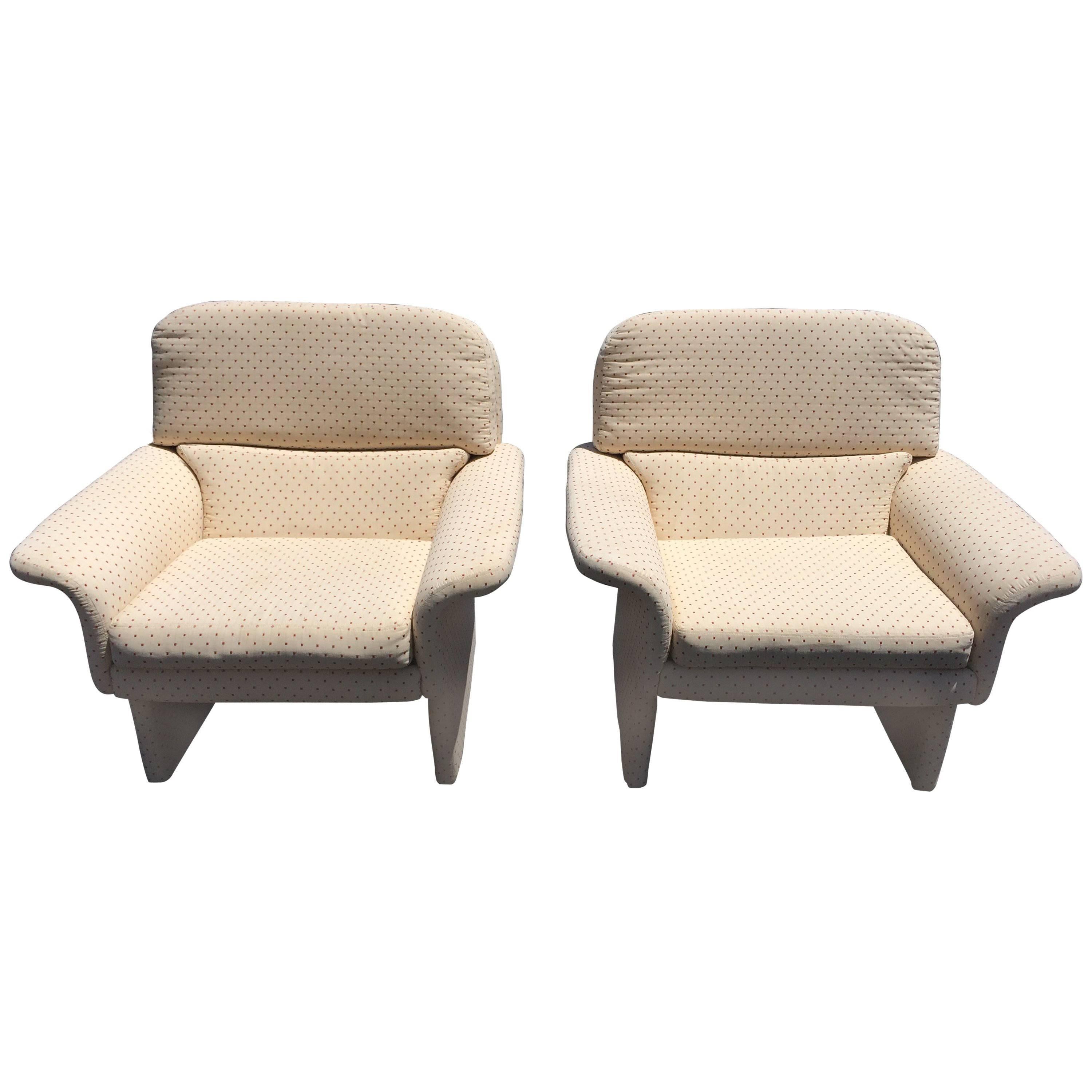 Pair of 1980's Saporiti Style Modular Lounge Chairs.