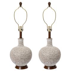 Italian, 1950s Volcanic Glaze Ceramic Lamps 2
