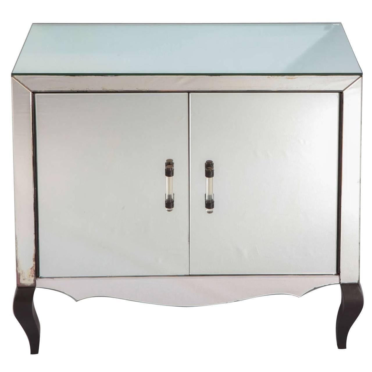 Mirrored Two Doors Chest of Drawer, 1940-1950 For Sale