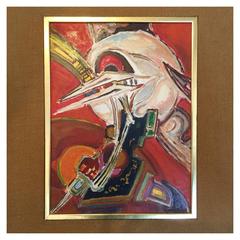 1960s French abstract Oil Painting by Pierre Havret 4