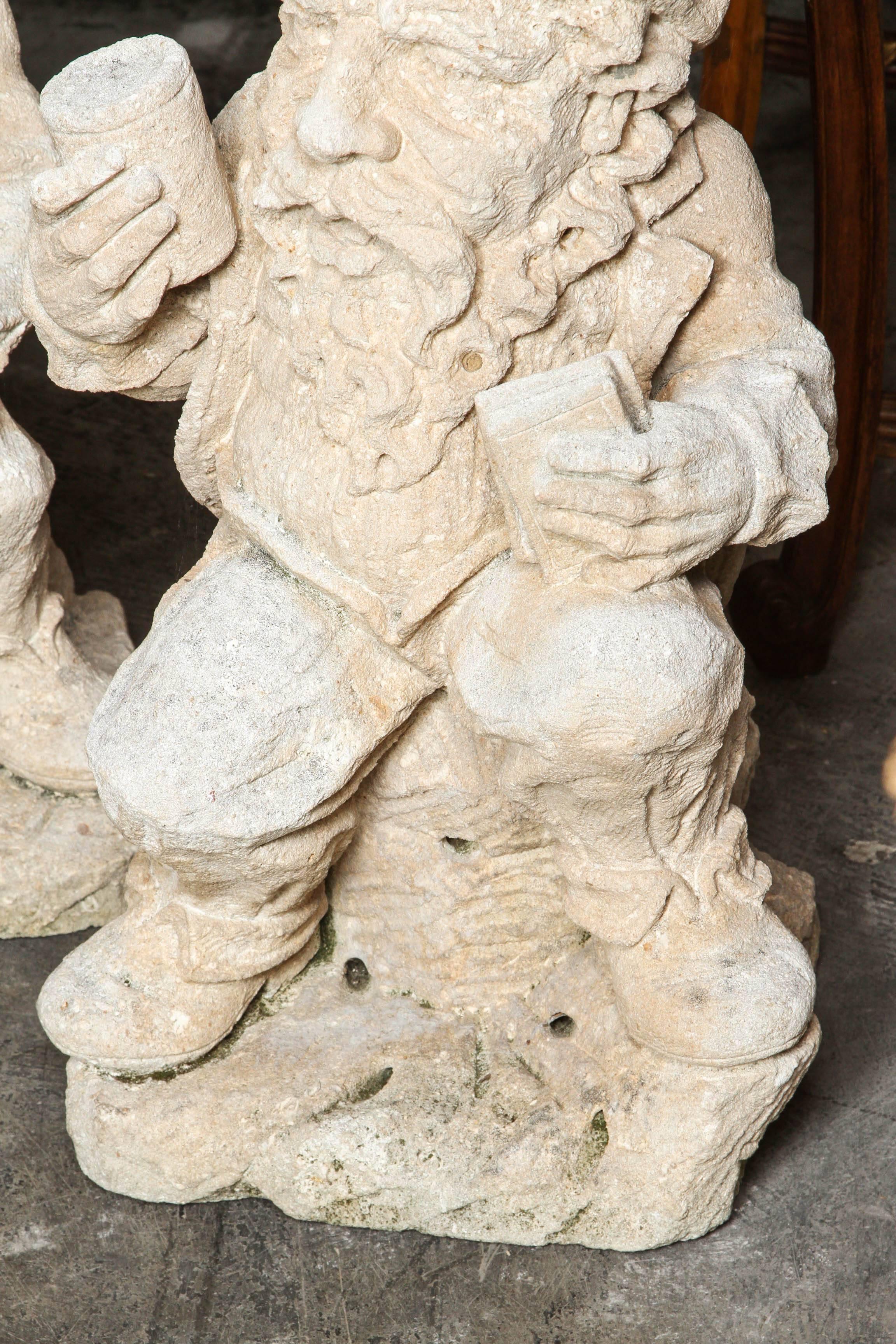 Group of Four French Carved Limestone Gnomes from the Early 1900s 4