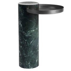 High Salute Coffee Table, Green Marble, Black Tray