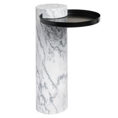 High Salute Coffee Table, White Marble, Black Tray 7