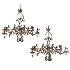 Pair of Italian Iron Chandeliers