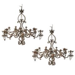 Pair of Italian Iron Chandeliers 4