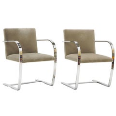 Pair of Ludwig Mies van der Rohe Flat Bar Brno Chairs for Knoll