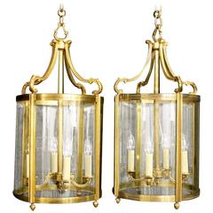 French Gilded Pair of Bronze Antique Lanterns