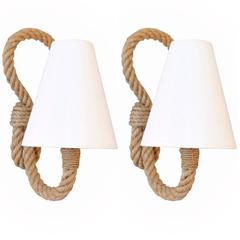 1950, Pair of Rope Sconces, Adrien Audoux and Frida Minet