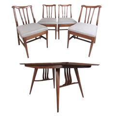 Vintage Modern Sculptural Walnut Dining Room Set 7