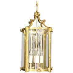 French Gilded Four-Light Antique Hall Lantern