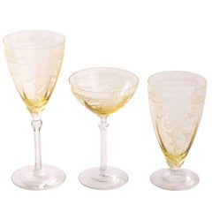 1930's Fostoria June Pattern Topaz Glass Set