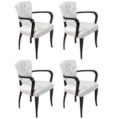 20th Century French Art Deco White Leather Armchairs