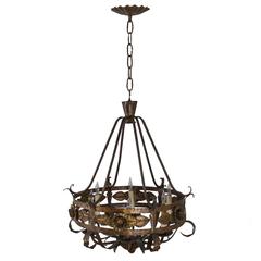 Spanish Gilt Iron Chandelier with Leaf and Floral Decorations 8