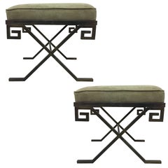 Pair of French Modern Neoclassical Benches, Style Jean Michel Frank 3