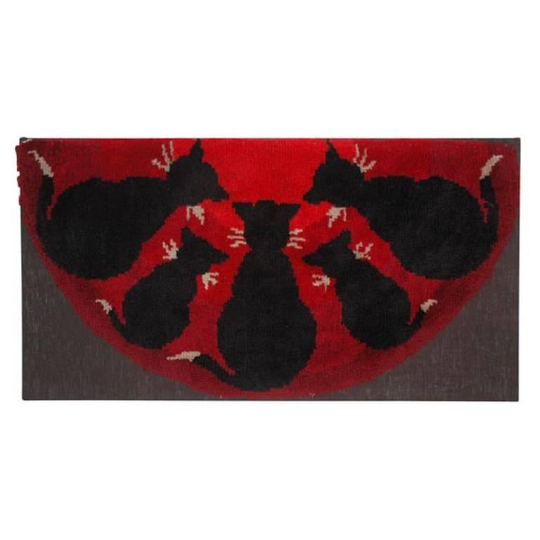  Pictorial Cats/ Yarn Hooked Rug