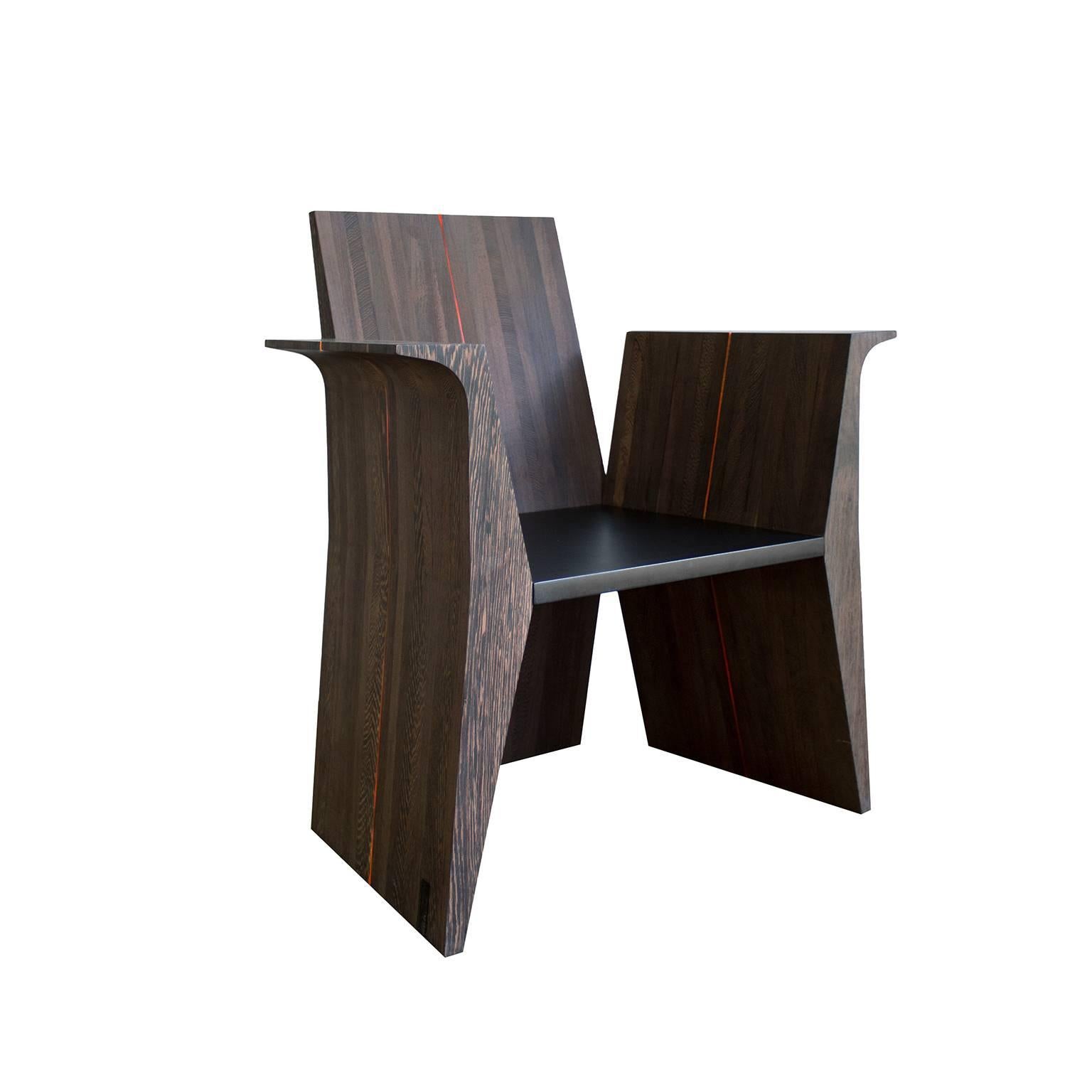 Contemporary All Wood and Plexiglass Armchair, Limited Edition Series