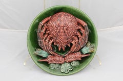 1950s Portuguese Majolica Plate in the Palissy Manner with Sea Spider Motif