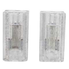 Pair Of Art Ice Glass Table Lamps by Uno Westerberg Pair Of Art Ice Glass Table Lamps by Uno Westerberg