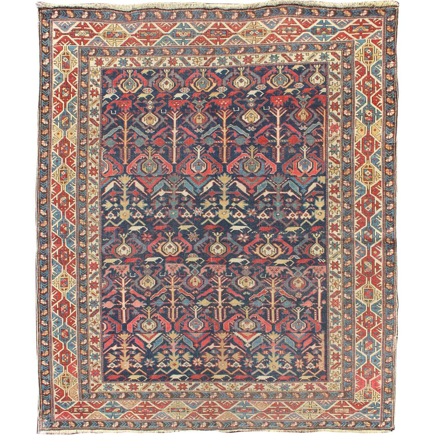 Rare Green Background Antique Caucasian Chi Chi Rug at 1stDibs