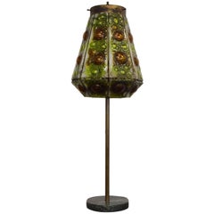 Mexican Modernist Table Lamps with Glass Tiles Shades, Feders