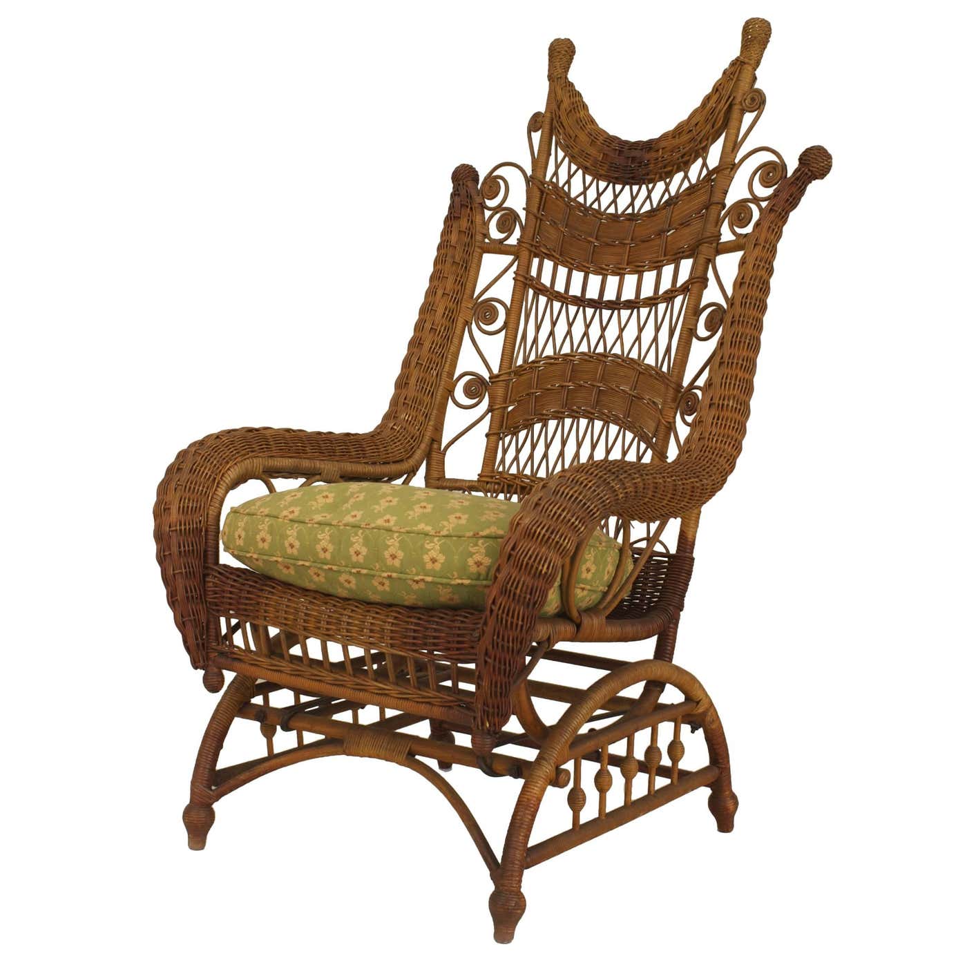 American Victorian Wicker Woven Rocking Chair For Sale at 1stDibs ...