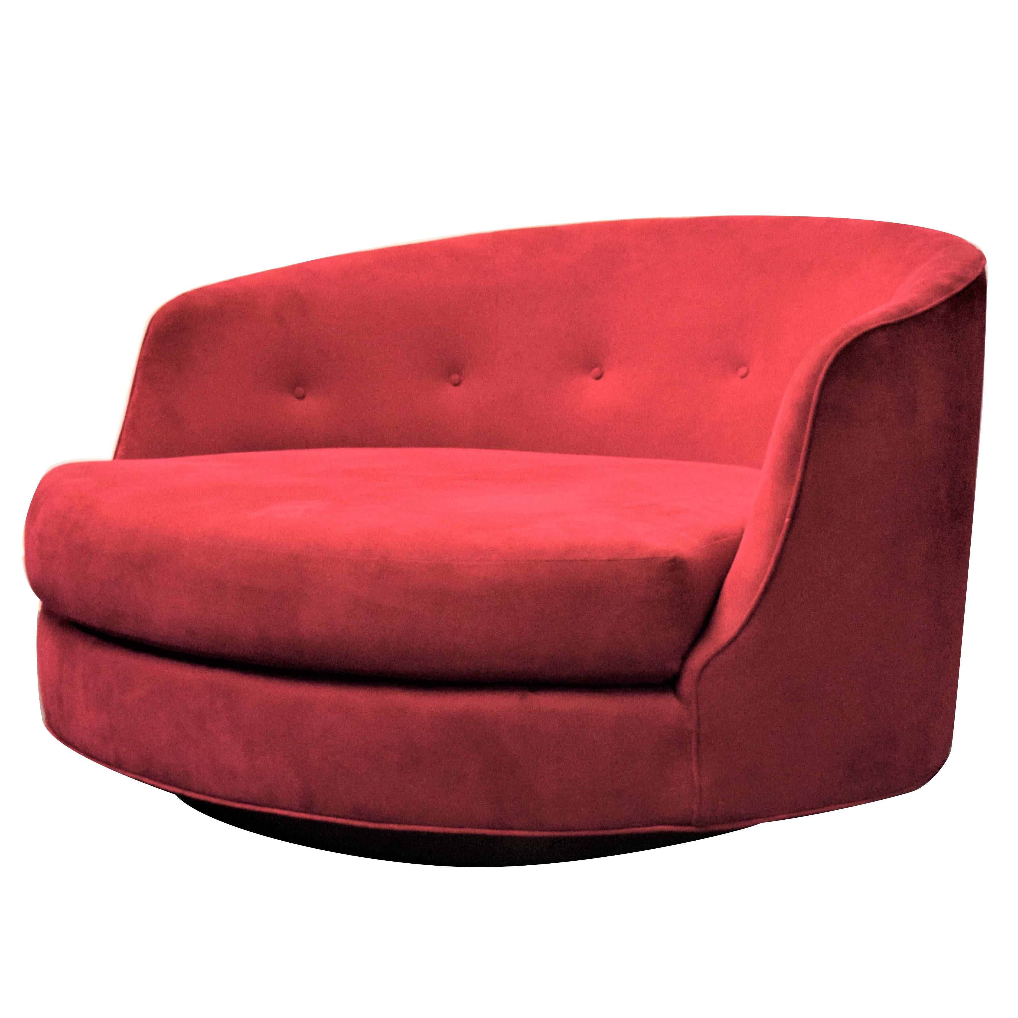 Large Milo Baughman Swivel Lounge Chair