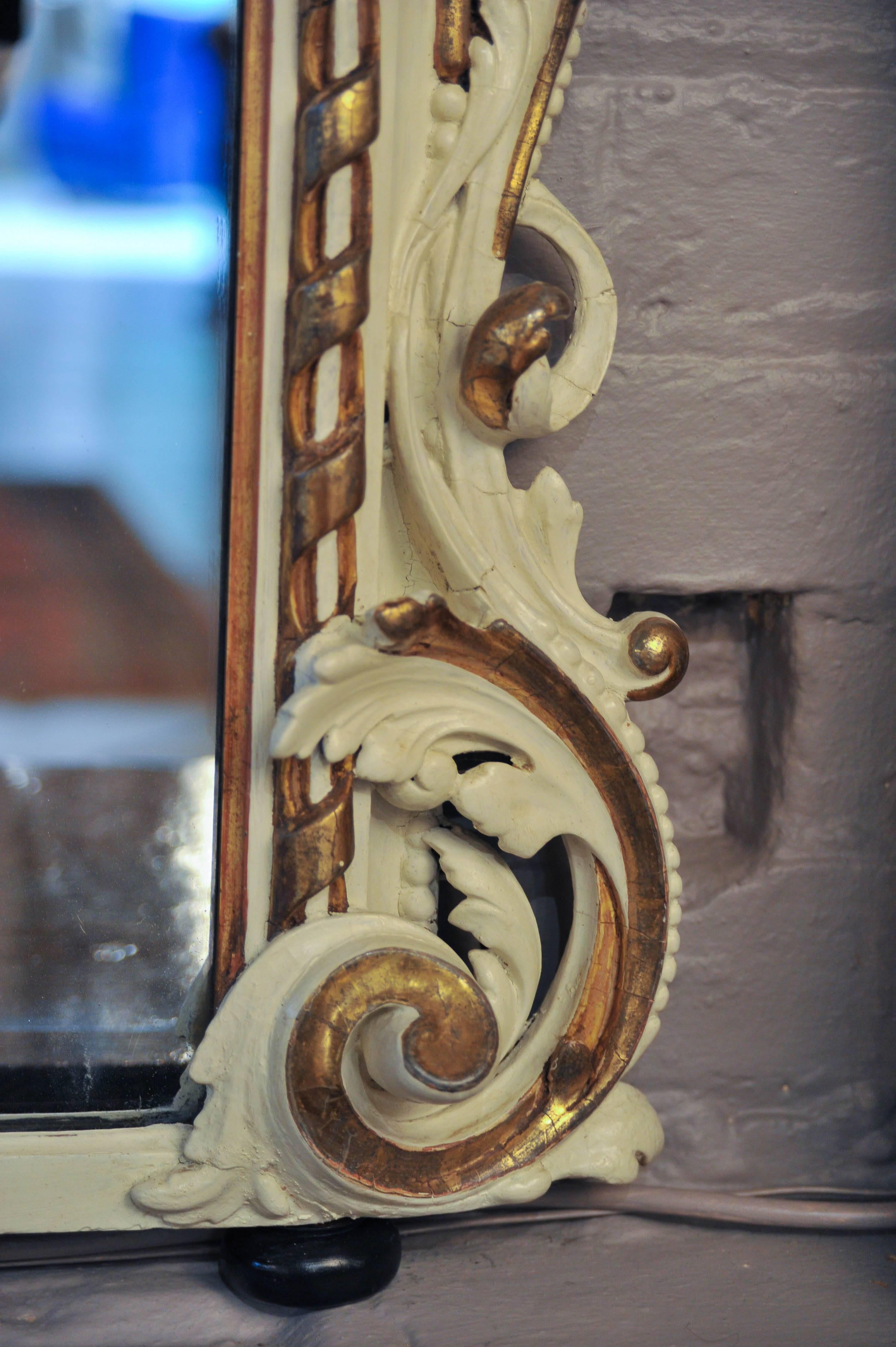 English 19th Century Parcel-Gilt and White Painted Overmantel Mirror 2