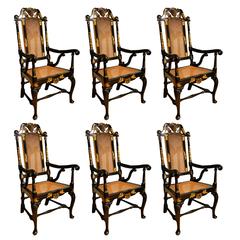 18th Century Set of Six Japanned Armchairs