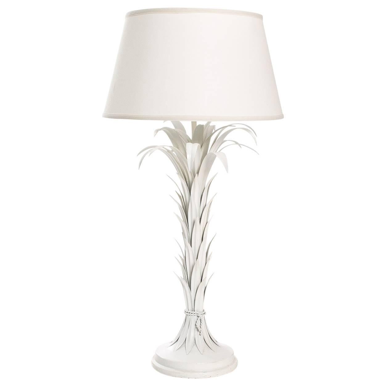 Palm Leaf Tole Lamp For Sale