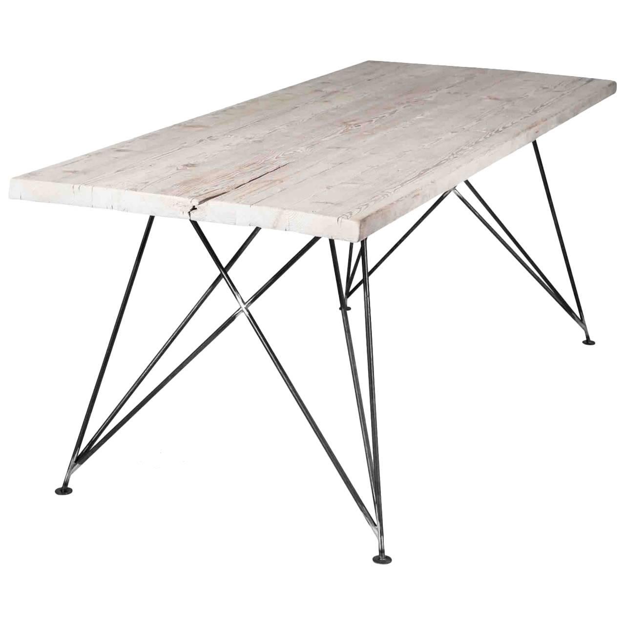 Dining Room Table "Mc 01" by Manufacturer Wuud in Spruce Wood and Steel (250 cm) For Sale