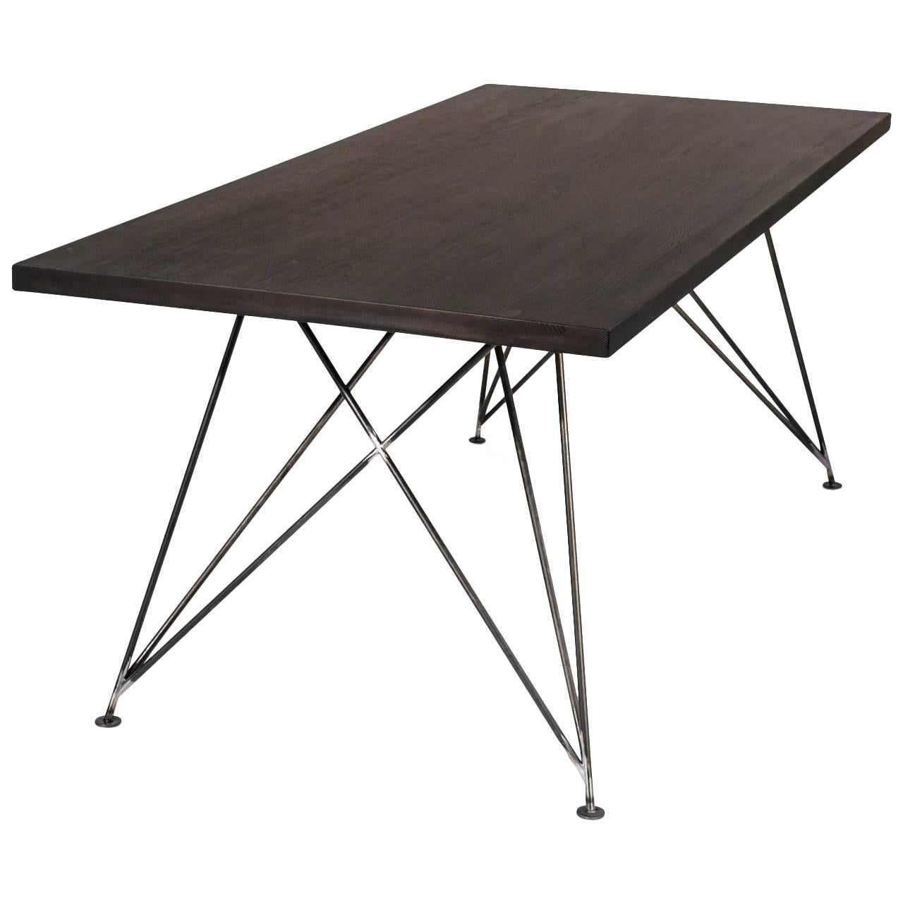 Dining Room Table "MC 02" by Manufacturer WUUD in Oak Wood and Steel (220 cm) For Sale