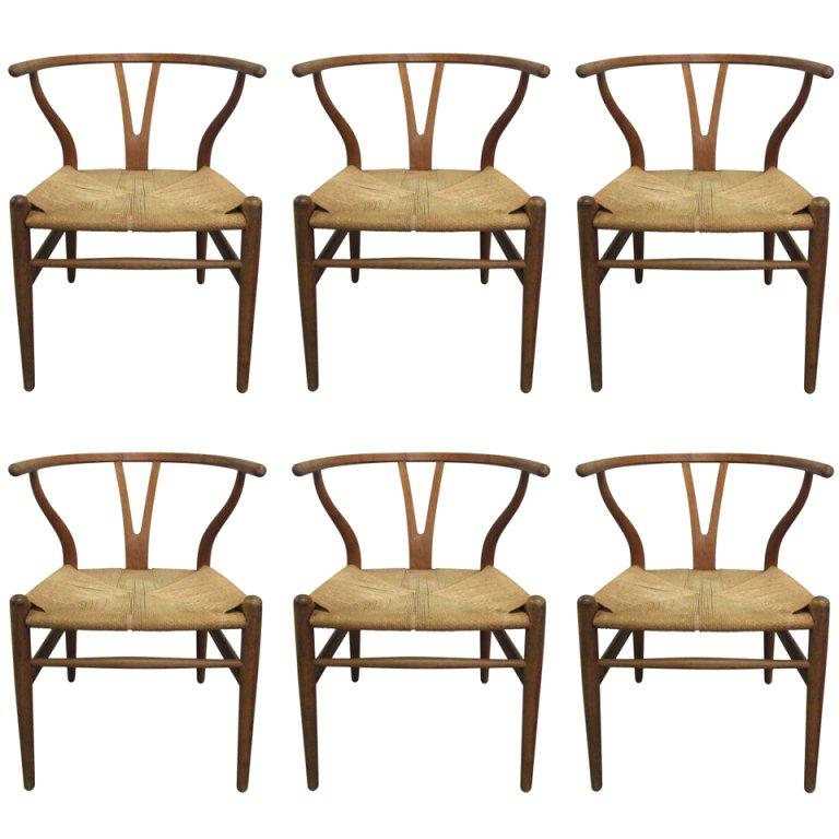 6 Wishbone Hans Wegner Y Chairs