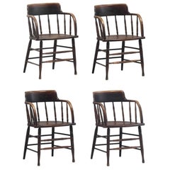 Set of Four Taylor & Hobson Wooden Armchairs, circa 1900 8