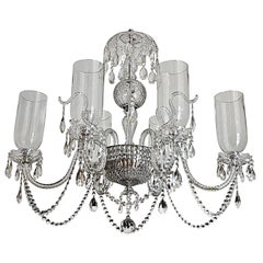 Pair of Custom Mid-Century Georgian Style Crystal Chandeliers